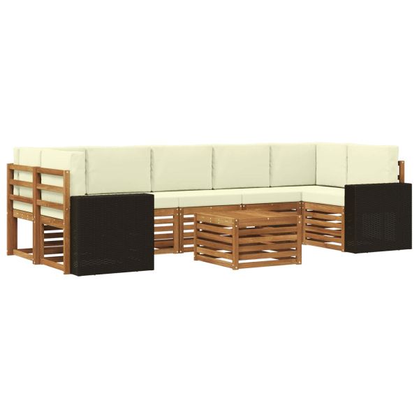 Комплект дивани за открито 8 pcs Натурален и Крема