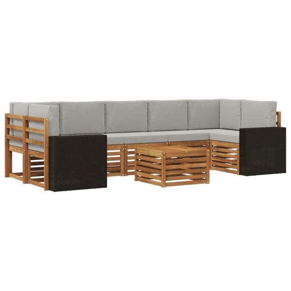 Комплект дивани за открито 8 pcs Натурално и светлосиво