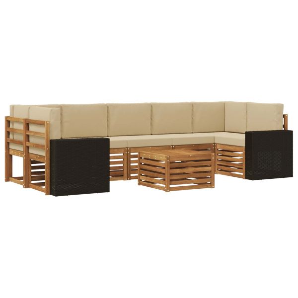 Комплект дивани за открито 8 pcs Натурален и Бежов