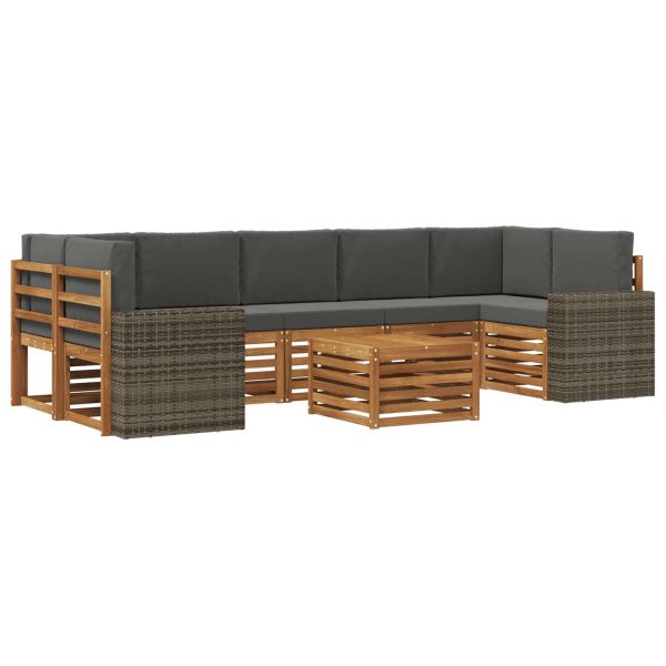 Комплект дивани за открито 8 pcs Натурален и Антрацит