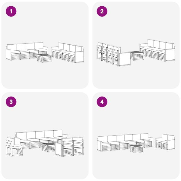 Комплекти дивани с възглавница 9 pcs Солидно акациево дърво