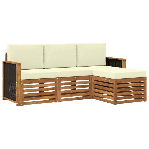 Комплект дивани за открито 4 pcs Натурален и Крема