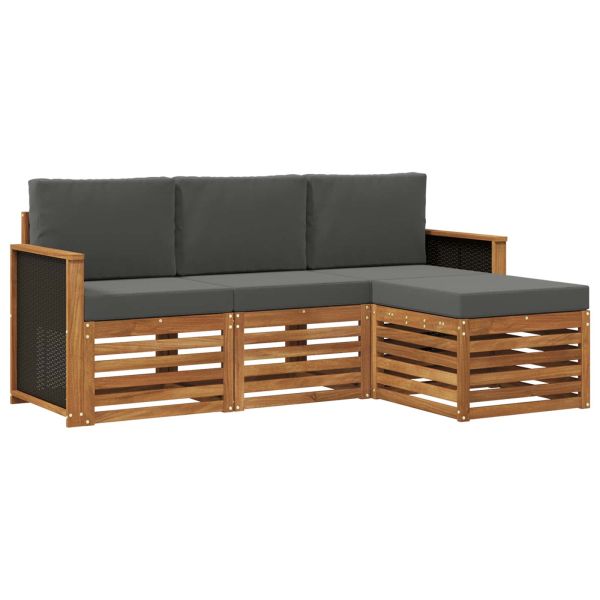 Комплект дивани за открито 4 pcs Натурален и Антрацит