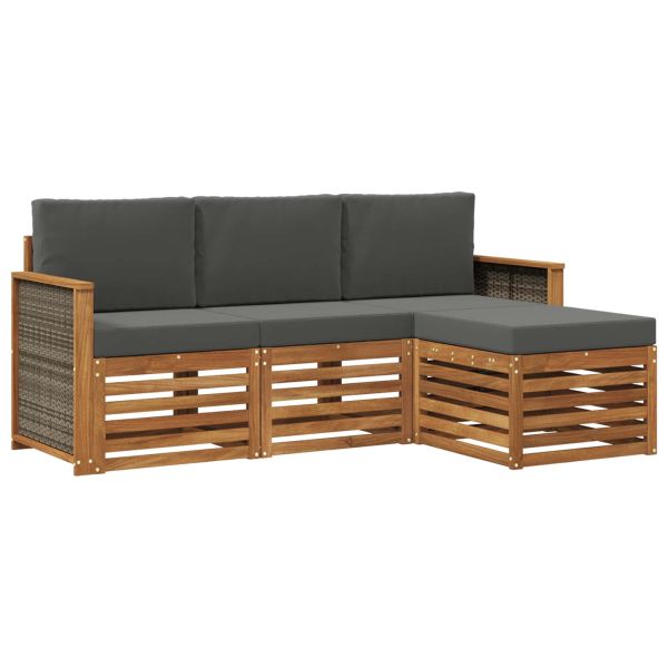 Комплект дивани за открито 4 pcs Натурален и Антрацит