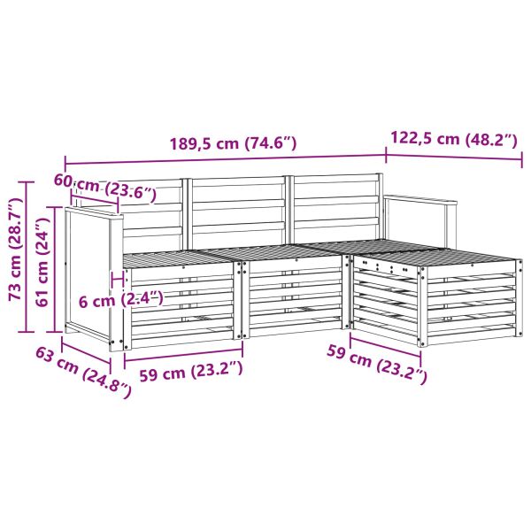 Комплект дивани за открито 4 pcs Натурално