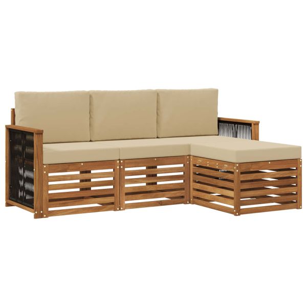 Комплект дивани за открито 4 pcs Натурален и Бежов