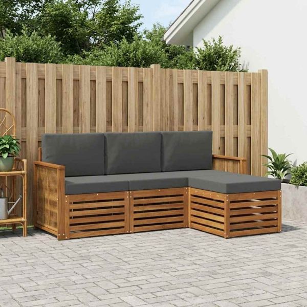 Комплект дивани за открито 4 pcs Натурален и Антрацит