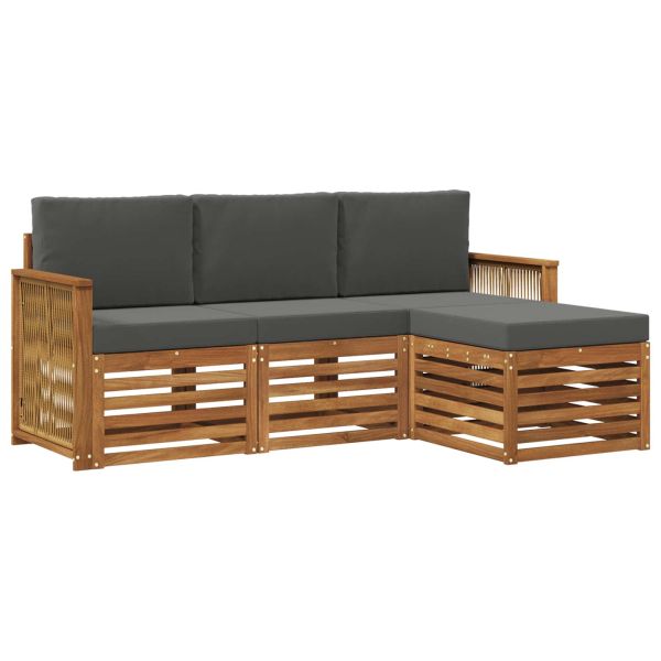 Комплект дивани за открито 4 pcs Натурален и Антрацит