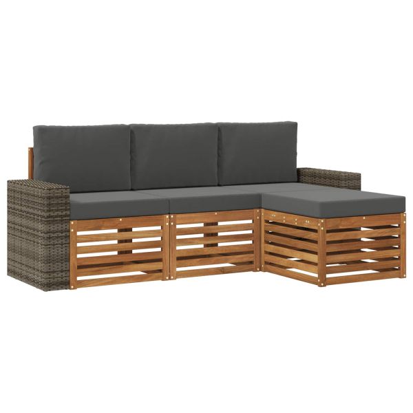 Комплект дивани за открито 4 pcs Натурален и Антрацит