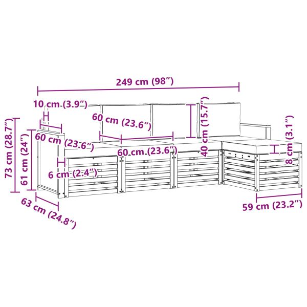 Комплект дивани за открито 5 pcs Натурален и Крема