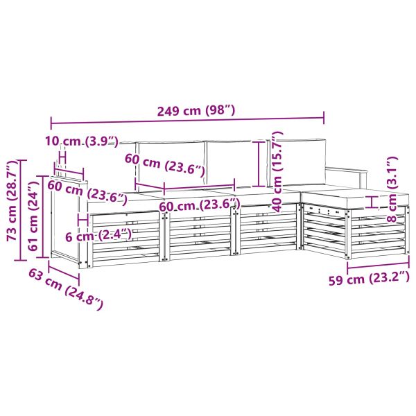 Комплект дивани за открито 5 pcs Натурално и светлосиво
