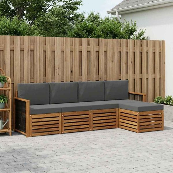 Комплект дивани за открито 5 pcs Натурален и Антрацит