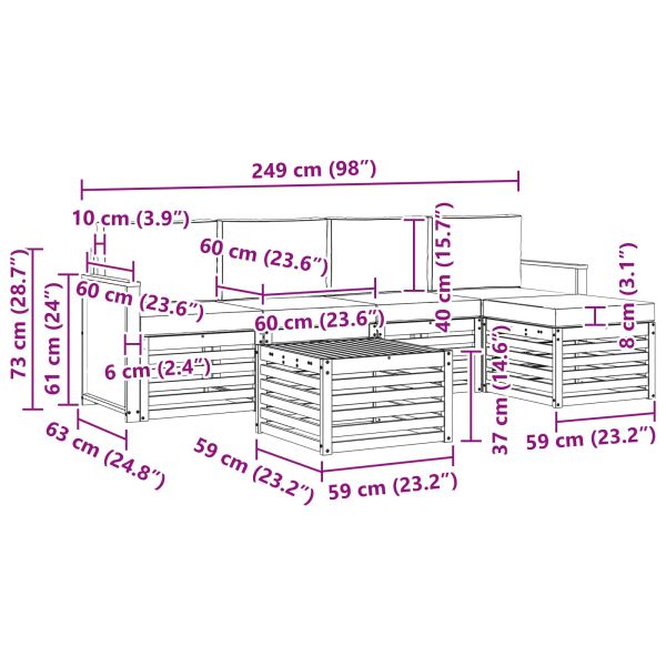 Комплект дивани за открито 6 pcs Натурално и светлосиво