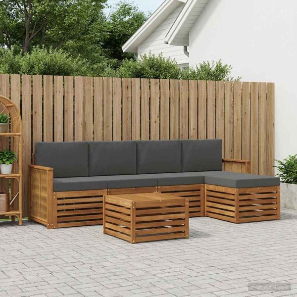 Комплект дивани за открито 6 pcs Натурален и Антрацит