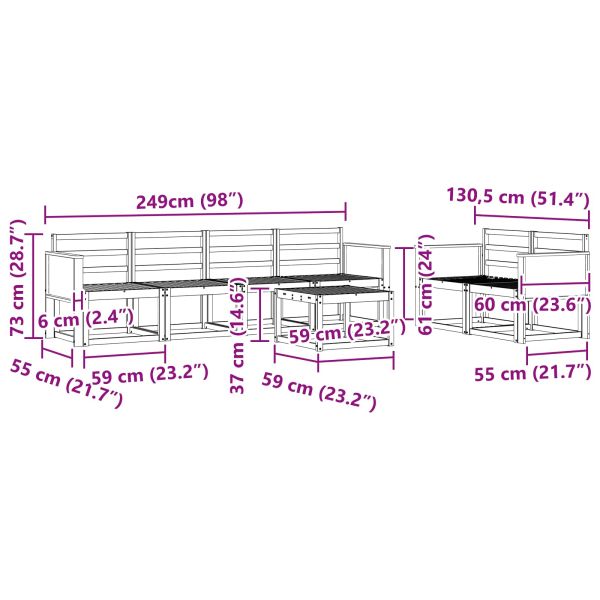 Комплект дивани за открито 7 pcs Натурално