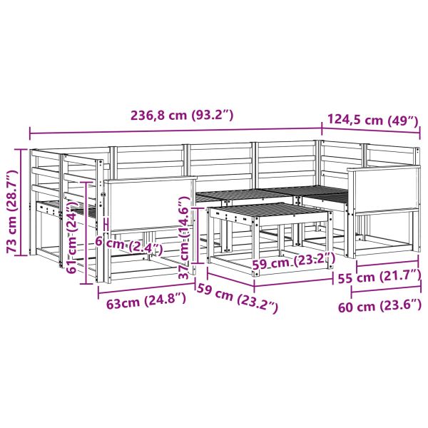 Комплект дивани за открито 7 pcs Натурално