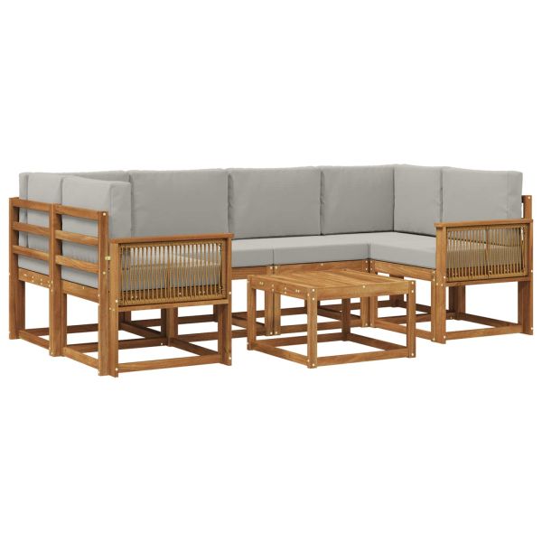Комплект дивани за открито 7 pcs Натурално и светлосиво