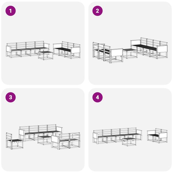 Комплект дивани за открито 8 pcs Натурално