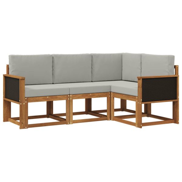 Комплект дивани за открито 4 pcs Натурално и светлосиво