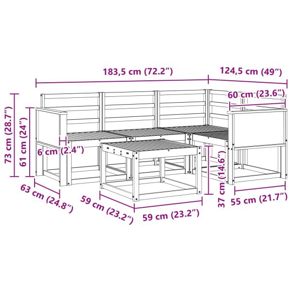 Комплект дивани за открито 5 pcs Натурално