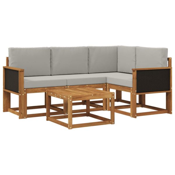 Комплект дивани за открито 5 pcs Натурално и светлосиво