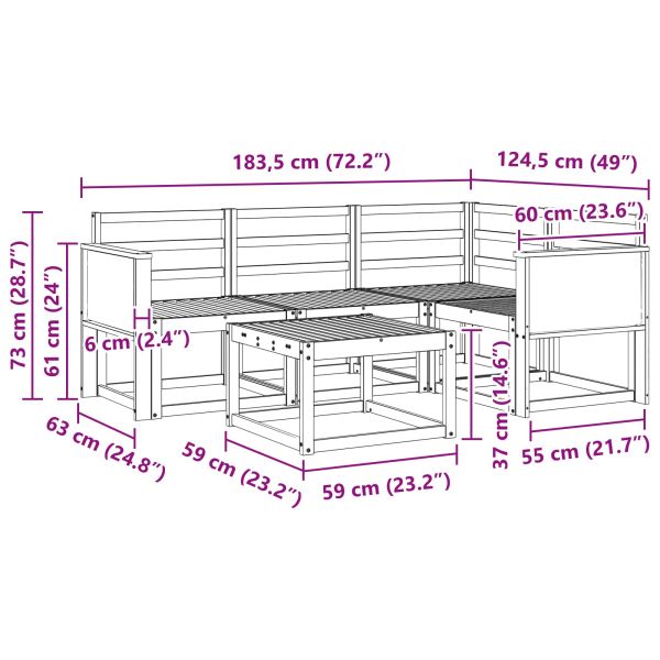 Комплект дивани за открито 5 pcs Натурално