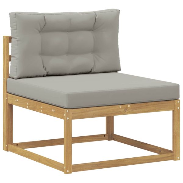 Комплект дивани за открито 3 pcs Бяло и светлосиво Полиестер