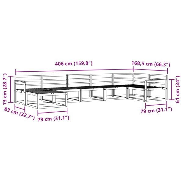 Комплект дивани за открито 7 pcs Бяло Солидно акациево дърво