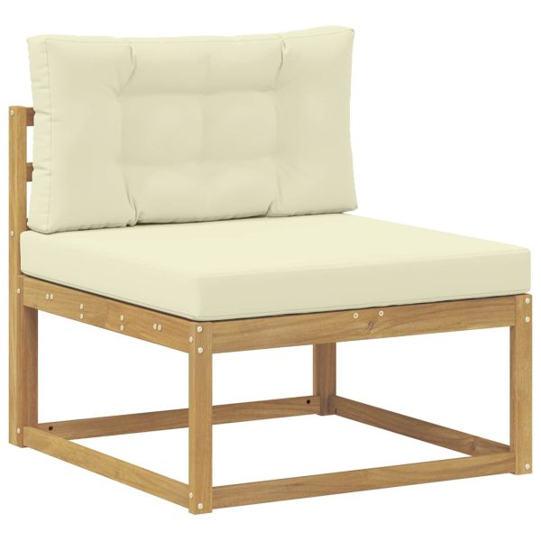 Комплект дивани за открито с възглавница 7 pcs Бяло и кремаво
