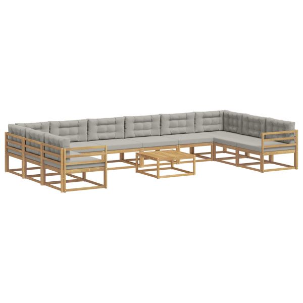 Комплект дивани за открито 11 pcs Бяло и светлосиво