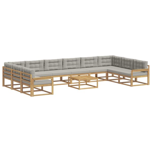 Комплект дивани за открито 11 pcs Бяло и светлосиво