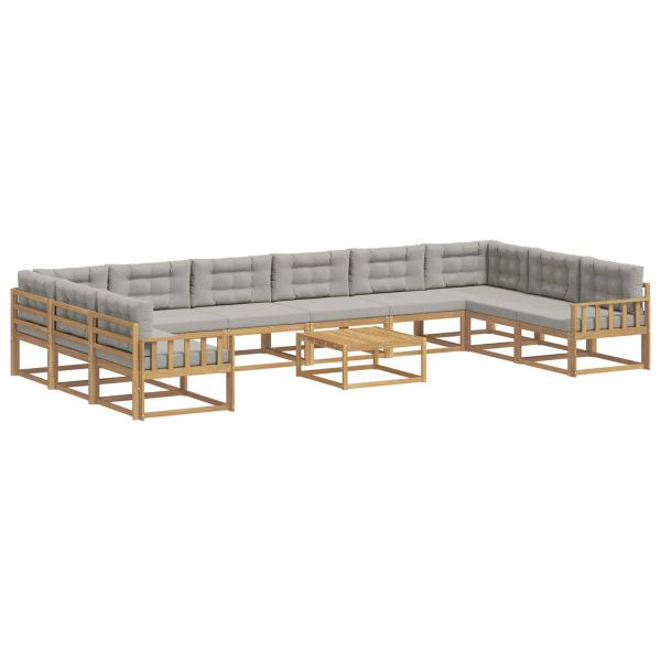 Комплект дивани за открито 11 pcs Бяло и светлосиво