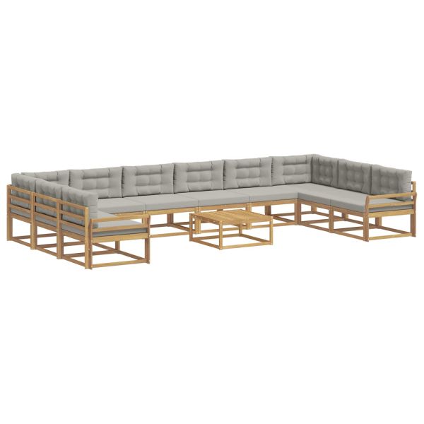 Комплект дивани за открито 11 pcs Бяло и светлосиво