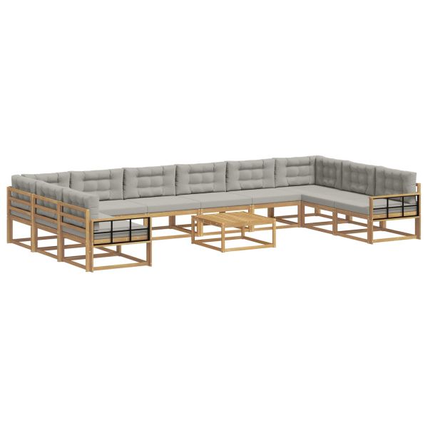 Комплект дивани за открито 11 pcs Бяло и светлосиво