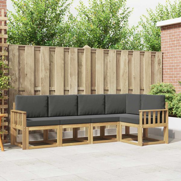Комплект дивани за открито с възглавница 5 pcs Бяло и антрацит