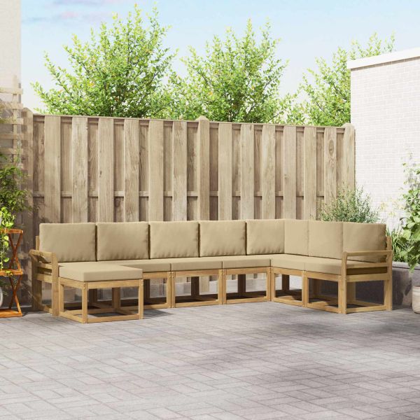Комплект дивани за открито с възглавница 8 pcs Бяло и Бежово