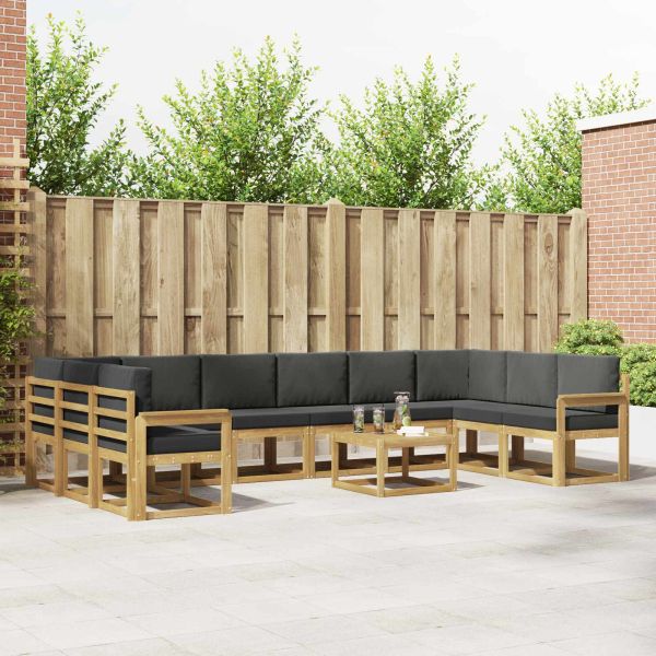 Комплект дивани за открито с възглавница 11 pcs Бяло и антрацит