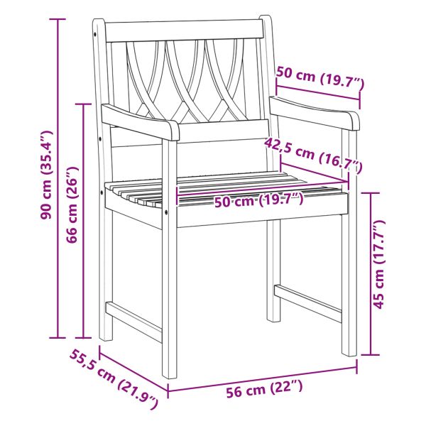 Външна пейка 4 pcs Натурално 56 х 55,5 х 90 см