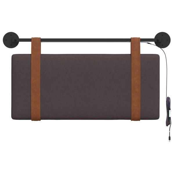Табла за легло висяща С LED осветление Тъмен кафяв Антично PU