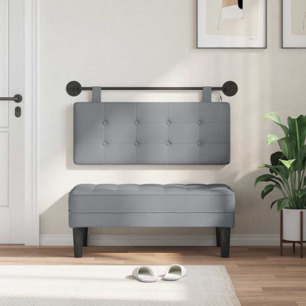 Табла за легло висяща С LED осветление Светлосиво Текстил