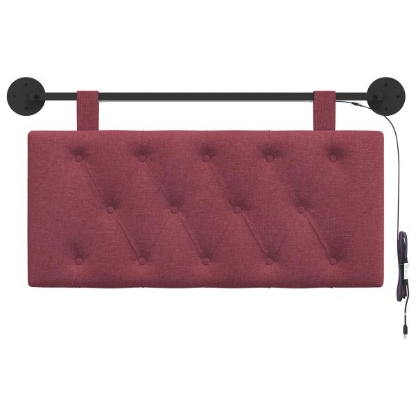 Табла за легло висяща С LED осветление Виненочервен Текстил