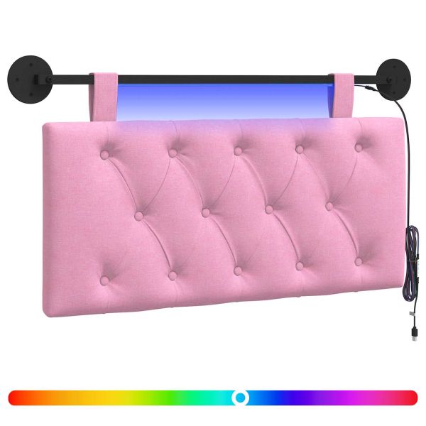 Табла за легло висяща С LED осветление Розово Текстил