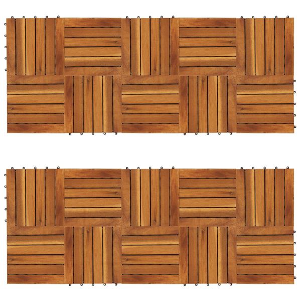 Плочка за decking 20 pcs Кафяво 30 x 30 cm Дърво от Акация