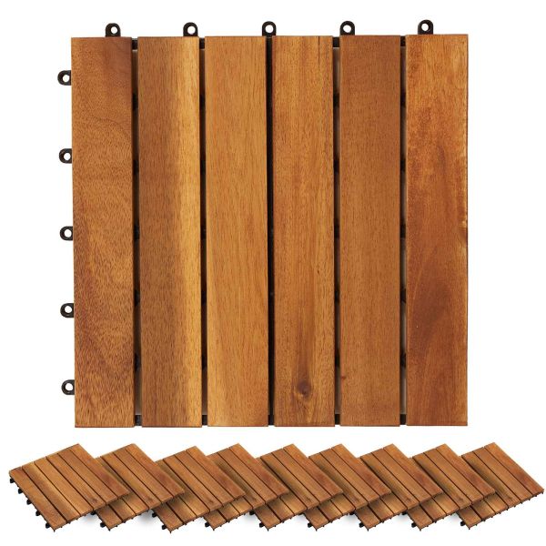 Плочка за decking 30 pcs Кафяво 30 x 30 cm Дърво от Акация