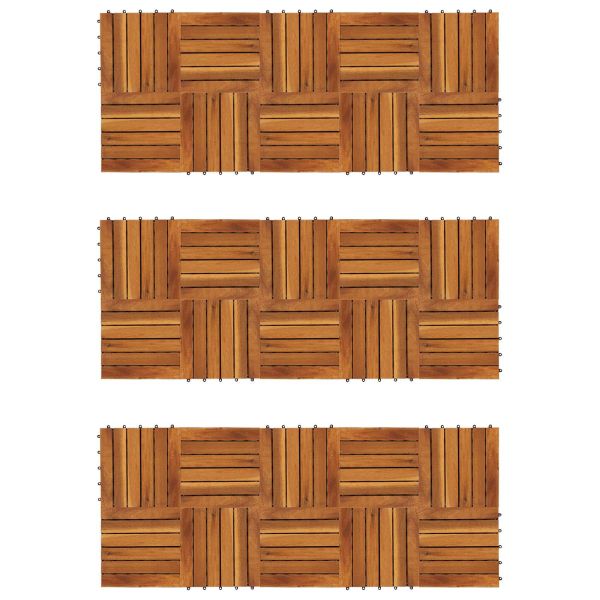 Плочка за decking 30 pcs Кафяво 30 x 30 cm Дърво от Акация
