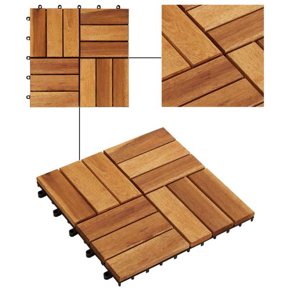 Плочка за decking 30 pcs Кафяво 30 x 30 cm Дърво от Акация