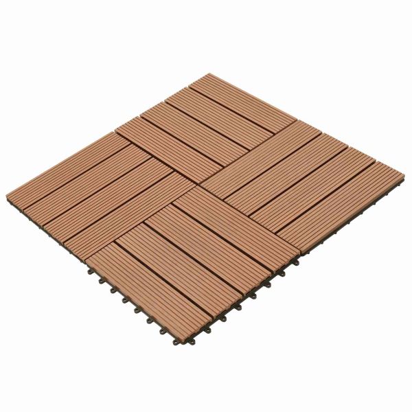 Плочка за decking 22 pcs Кафяво 30 x 30 cm WPC