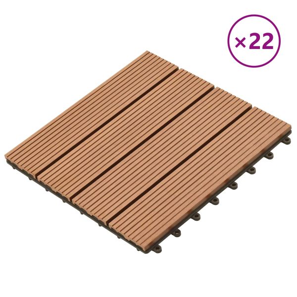 Плочка за decking 22 pcs Кафяво 30 x 30 cm WPC