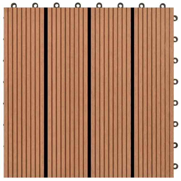 Плочка за decking 22 pcs Кафяво 30 x 30 cm WPC