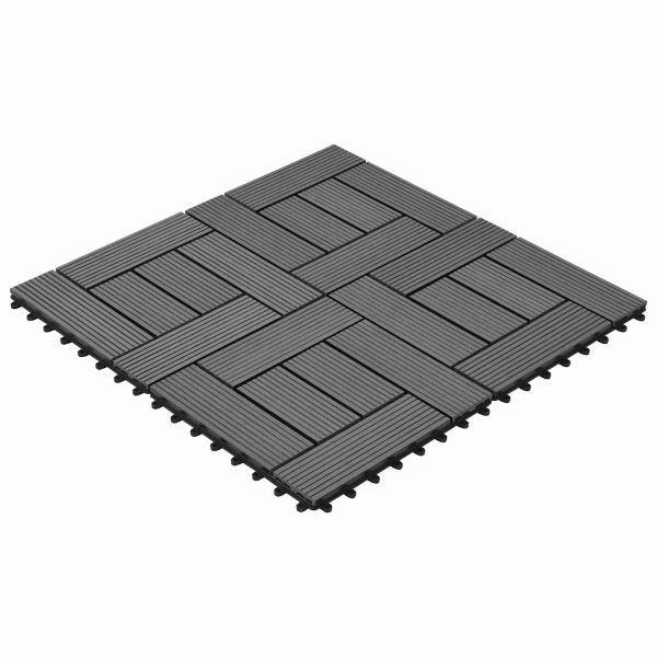Плочка за decking 22 pcs Сиво 30 x 30 cm WPC